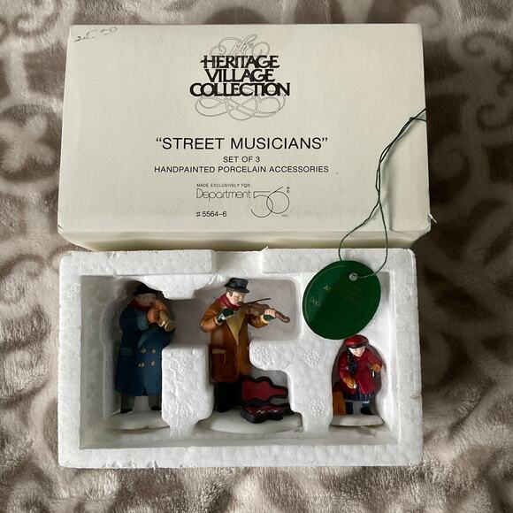 Department 56 Street musicians, three-piece porcelain set heritage village - Picture 1 of 1